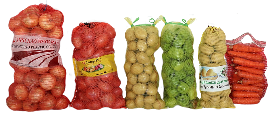 Red White Sturdy Potato PP Mesh Bag